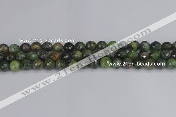 CCJ423 15.5 inches 10mm faceted round dendritic green jade beads