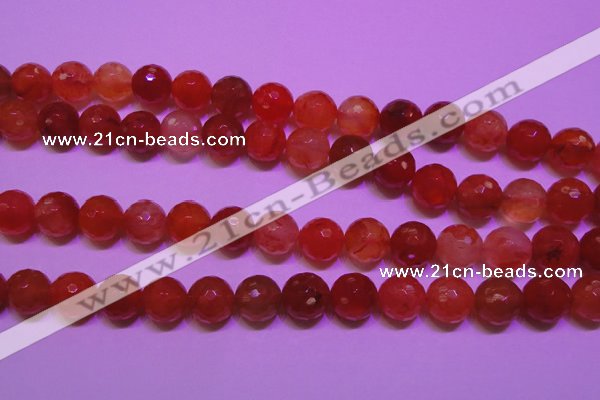 CCL54 15 inches 10mm faceted round carnelian gemstone beads