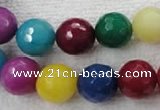 CCN1006 15.5 inches 14mm faceted round multi colored candy jade beads