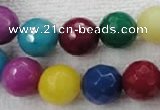 CCN1007 15.5 inches 16mm faceted round multi colored candy jade beads