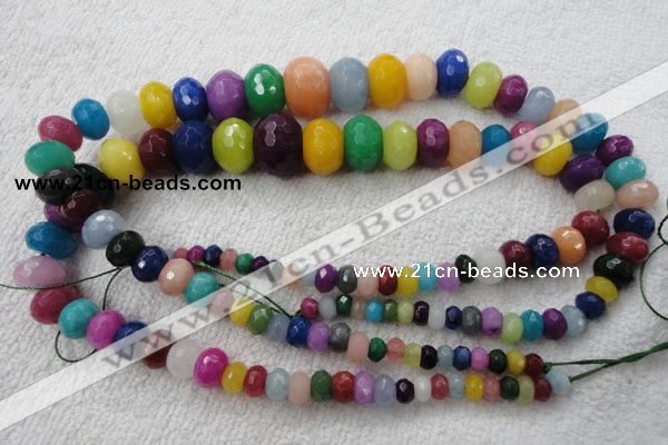 CCN1019 4*6mm - 13*18mm faceted rondelle multi colored candy jade beads