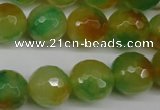 CCN1296 15.5 inches 14mm faceted round rainbow candy jade beads