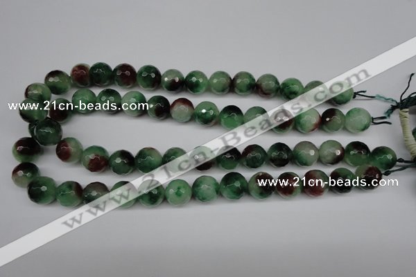 CCN1306 15.5 inches 14mm faceted round rainbow candy jade beads