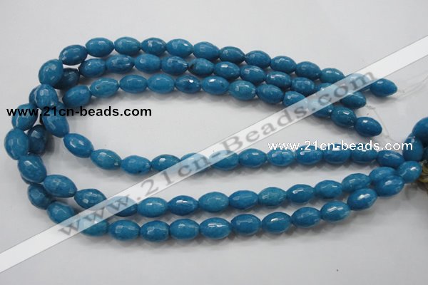 CCN1493 15.5 inches 10*14mm faceted rice candy jade beads wholesale