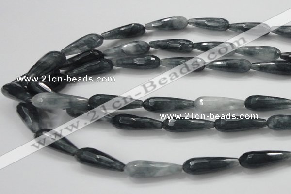 CCN1612 15 inches 10*30mm faceted teardrop candy jade beads