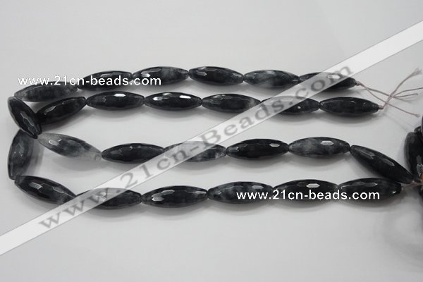 CCN1618 15.5 inches 10*30mm faceted rice candy jade beads