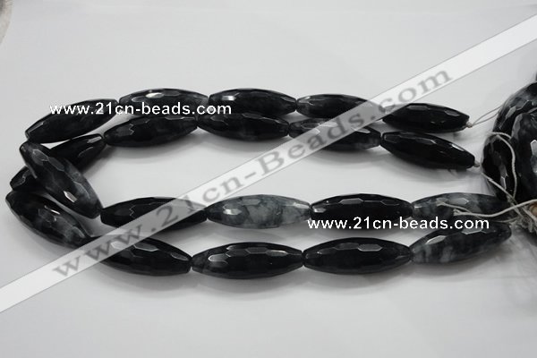 CCN1620 15.5 inches 14*40mm faceted rice candy jade beads