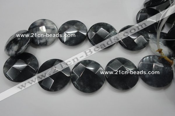 CCN1657 15.5 inches 40mm faceted coin candy jade beads