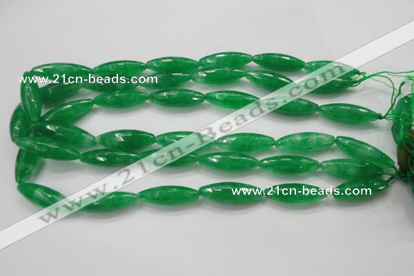 CCN1670 15.5 inches 10*30mm faceted rice candy jade beads wholesale