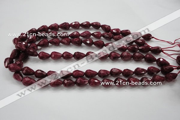 CCN1675 15.5 inches 10*14mm faceted teardrop candy jade beads wholesale