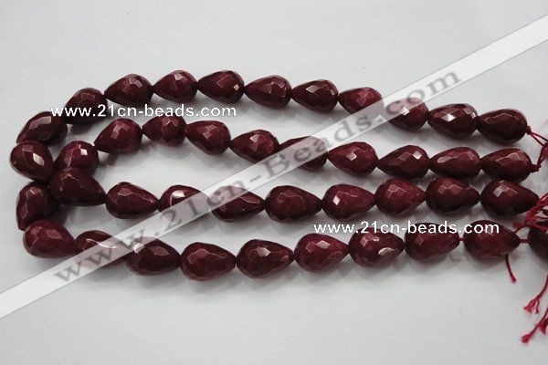 CCN1677 15.5 inches 13*18mm faceted teardrop candy jade beads wholesale