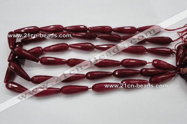 CCN1680 15.5 inches 10*30mm faceted teardrop candy jade beads wholesale