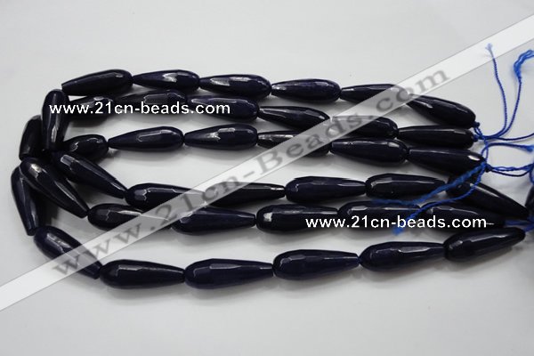 CCN1693 15.5 inches 10*30mm faceted teardrop candy jade beads wholesale
