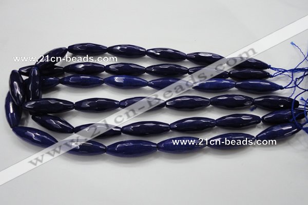 CCN1695 15.5 inches 10*30mm faceted rice candy jade beads wholesale