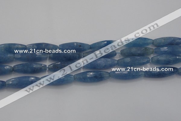 CCN1720 15.5 inches 10*30mm faceted rice candy jade beads