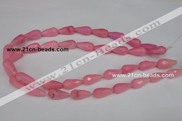 CCN196 15.5 inches 10*20mm faceted teardrop candy jade beads