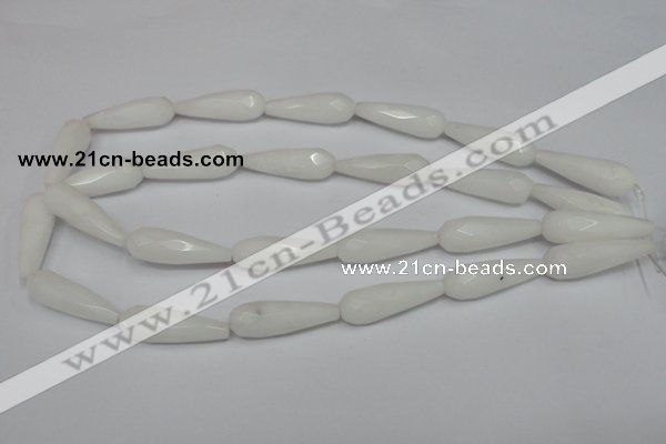 CCN197 15.5 inches 10*30mm faceted teardrop candy jade beads