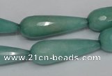 CCN199 15.5 inches 10*30mm faceted teardrop candy jade beads