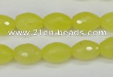 CCN2010 15 inches 10*14mm faceted rice candy jade beads wholesale