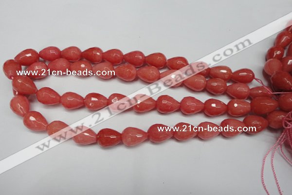 CCN2140 15.5 inches 12*16mm faceted teardrop candy jade beads