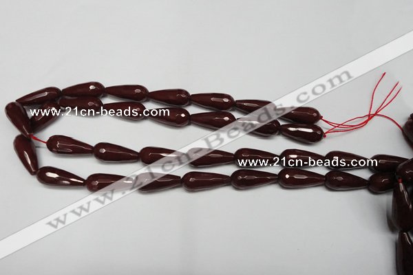 CCN2154 15.5 inches 10*25mm faceted teardrop candy jade beads