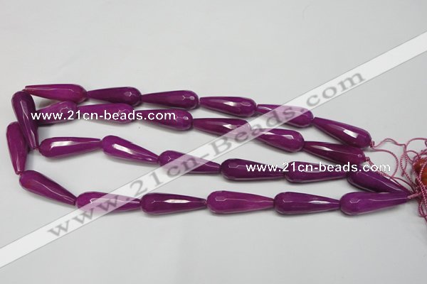 CCN2165 15.5 inches 10*30mm faceted teardrop candy jade beads