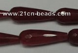 CCN2166 15.5 inches 10*30mm faceted teardrop candy jade beads
