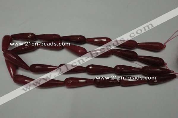 CCN2166 15.5 inches 10*30mm faceted teardrop candy jade beads