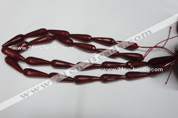 CCN2167 15.5 inches 10*30mm faceted teardrop candy jade beads