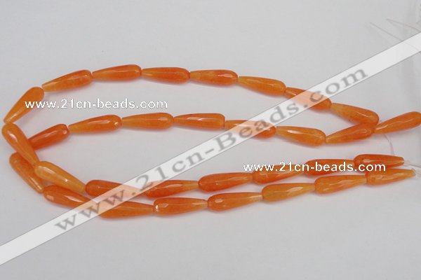 CCN2177 15.5 inches 8*25mm faceted teardrop candy jade beads