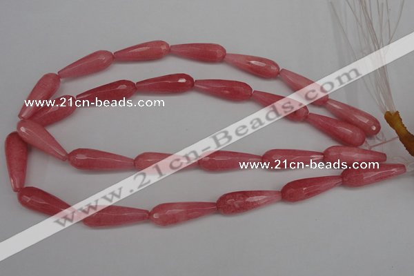 CCN2182 15.5 inches 10*30mm faceted teardrop candy jade beads