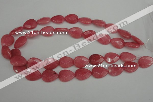 CCN2188 15.5 inches 15*20mm faceted flat teardrop candy jade beads