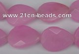 CCN2190 15.5 inches 15*20mm faceted flat teardrop candy jade beads