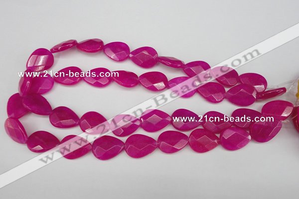 CCN2191 15.5 inches 15*20mm faceted flat teardrop candy jade beads