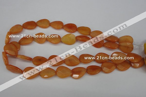 CCN2193 15.5 inches 15*20mm faceted flat teardrop candy jade beads