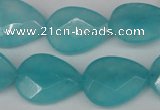 CCN2194 15.5 inches 15*20mm faceted flat teardrop candy jade beads