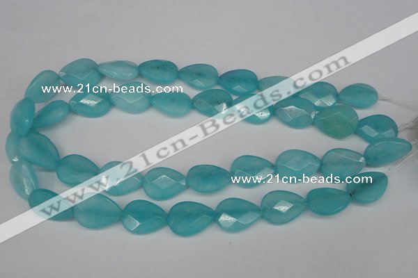 CCN2194 15.5 inches 15*20mm faceted flat teardrop candy jade beads