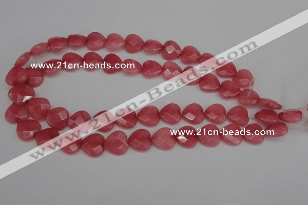 CCN2244 15.5 inches 15*15mm faceted heart candy jade beads wholesale