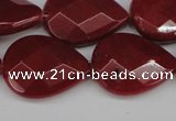 CCN2330 15.5 inches 18*25mm faceted flat teardrop candy jade beads