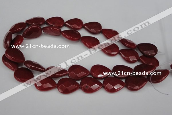 CCN2330 15.5 inches 18*25mm faceted flat teardrop candy jade beads