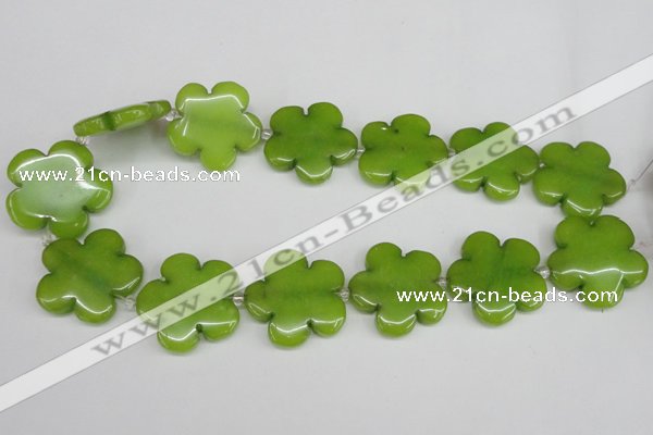 CCN2356 15.5 inches 30mm carved flower candy jade beads wholesale