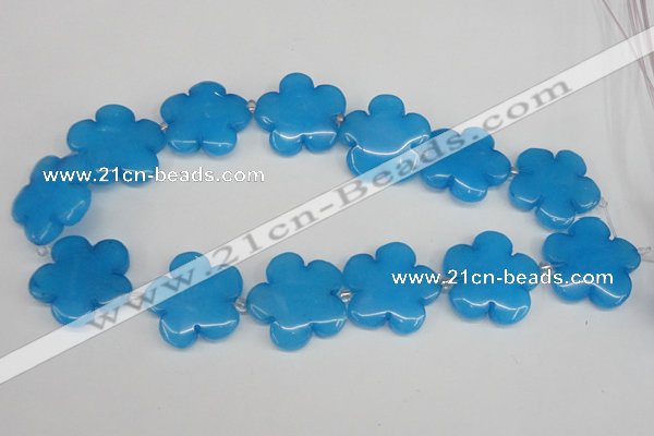 CCN2358 15.5 inches 30mm carved flower candy jade beads wholesale