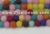 CCN2551 15.5 inches 4mm round mixed color matte candy jade beads