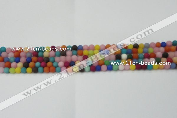 CCN2551 15.5 inches 4mm round mixed color matte candy jade beads