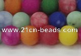 CCN2555 15.5 inches 12mm round mixed color matte candy jade beads