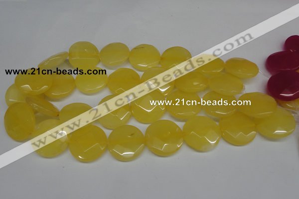 CCN260 15.5 inches 25mm faceted coin candy jade beads wholesale