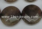 CCN261 15.5 inches 25mm faceted coin candy jade beads wholesale