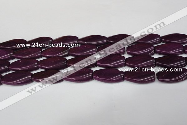 CCN2618 15.5 inches 15*30mm twisted rectangle candy jade beads