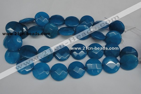 CCN265 15.5 inches 25mm faceted coin candy jade beads wholesale