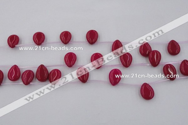 CCN2676 Top-drilled 13*18mm flat teardrop candy jade beads